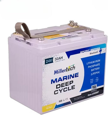 MillerTech 24V 50Ah LiFePO4 Lithium Battery – Size 24 – Bluetooth Monitoring, 10-Year Warranty – Lightweight, Maintenance-Free Power for Floor Scrubbers, Golf Carts, RVs